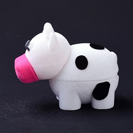 Velvet Ring Boxes, with Plastic, Cow