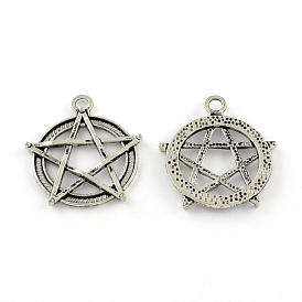 Tibetan Style Zinc Alloy Pendants, for Jewish, Star of David, Lead Free & Cadmium Free, 30.5x27x2.5mm, Hole: 3mm, about 200pcs/500g
