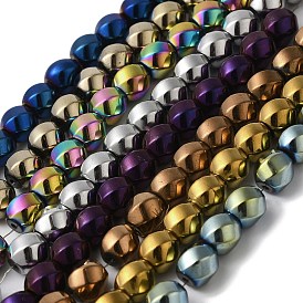 Electroplated Non-Magnetic Synthetic Hematite Beads Strands, Long-Lasting Plated, Twist