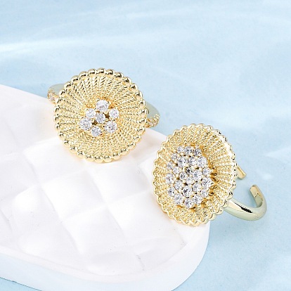 Латунные кольца из манжеты с прозрачным цирконием, без кадмия и без свинца, плоско-круглые