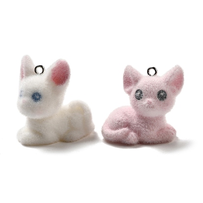 Кулоны из флокированной смолы, кошка, с петлей из платинового железа