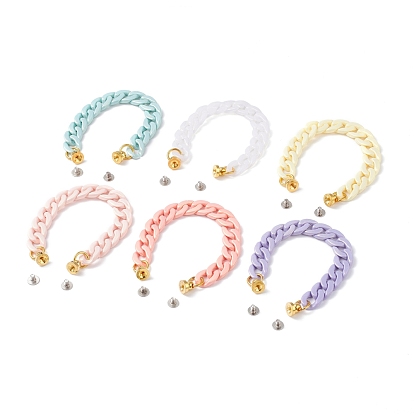 Acrylic Curb Chain for DIY Keychains, Phone Case Decoration Jewelry Accessories, with Brass Screw Nut and Iron Screws