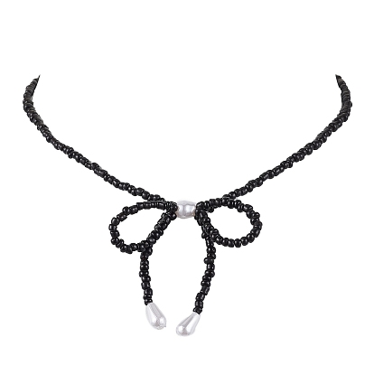 Бантик 304 ожерелья из нержавеющей стали, женские ожерелья из акриловых бусин
