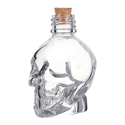 Glass Bottle, with Cork Plug, Skull