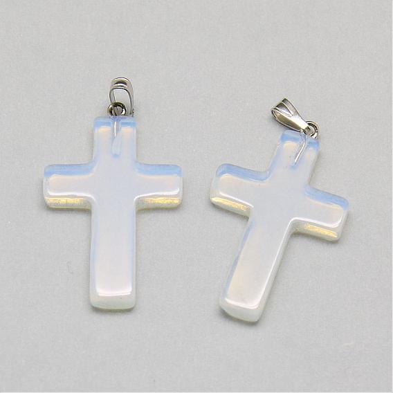 Opalite Pendants, with Iron Findings, Cross