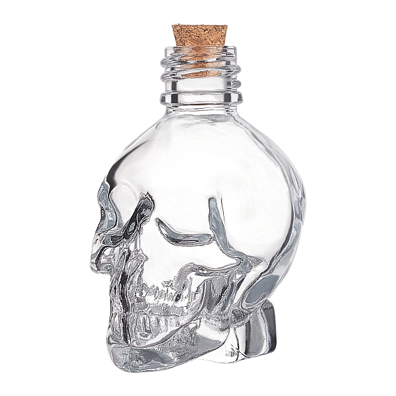 Glass Bottle, with Cork Plug, Skull