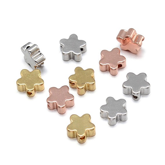 Цветочные латунные бусины, без свинца, без никеля и без кадмия, 6x3 мм, отверстие : 1 мм