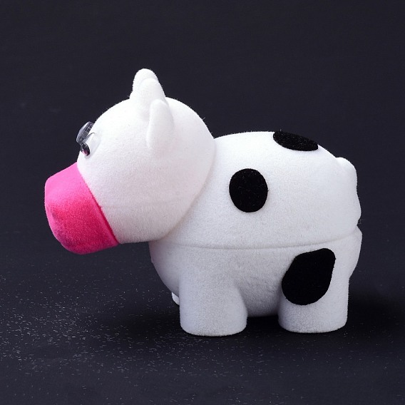 Velvet Ring Boxes, with Plastic, Cow
