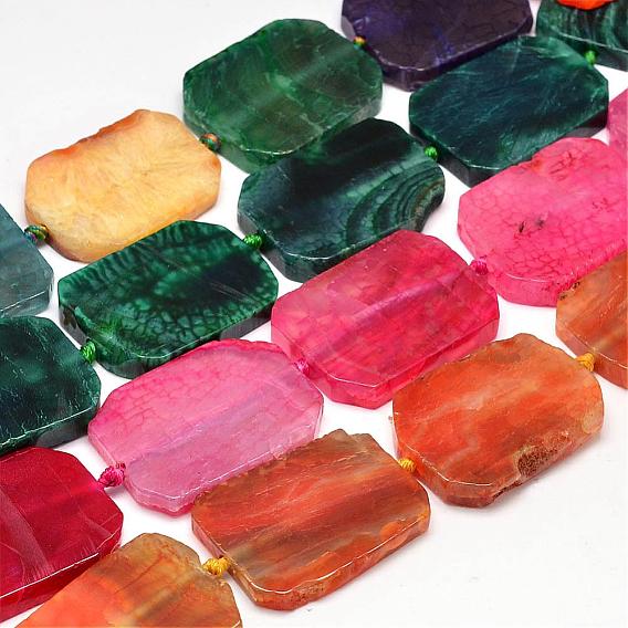 Dyed Natural Agate Rectangle Beads Strands