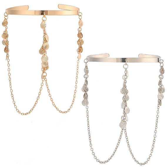 2 шт. 2 цвета браслеты-манжеты из сплава в стиле богемы с кисточками на плечо для женщин