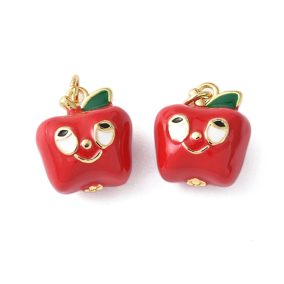 Латунь эмаль подвески, с целью перехода в кольце, долговечный, без кадмия и без свинца, стойки покрытие, яблочный шарм, реальный 18 k позолоченный