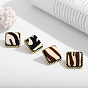 Vintage Plush Leopard Print Square Alloy Pendant Earrings for Autumn and Winter Fashion
