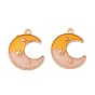 Alloy Pendants, with 2 Tone Enamel, Crescent Moon with Star Charm