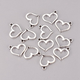 Vintage Pendants in Ancient Look, Cadmium Free & Lead Free, Tibetan Style Alloy, Heart, 13x16x2mm, Hole: 2mm