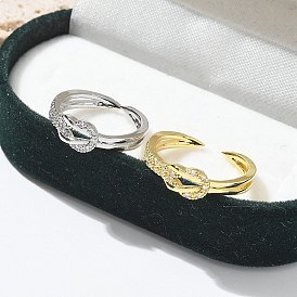 Кольца-манжеты с прозрачным кубическим цирконием, украшения из латуни для женщин, долговечный, стойки покрытие, без свинца и без кадмия