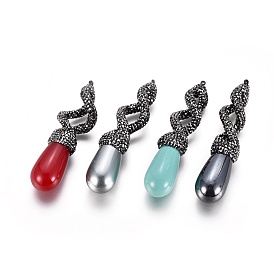 Полимерная глина хрусталь большие кулоны, с латунными выводами и акрилом, слеза, металлический черный , гематит