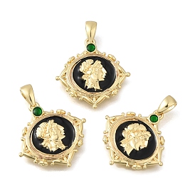 Латунь эмаль подвески, ромб с человеческими прелестями, стойки покрытие, прочное покрытие, без кадмия и без свинца