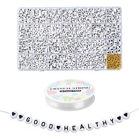 Набор для изготовления ожерелья из акрила и пластика с буквами и сердечками своими руками, эластичный браслет из бисера, комплект ювелирных изделий