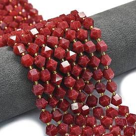 Бусины из натурального белого нефрита, восьмиугольник, граненые, с бисером, окрашенные