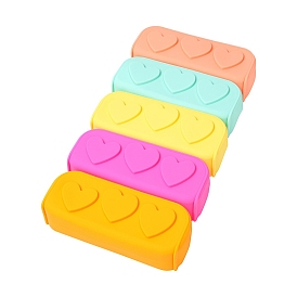 Rectangle Silicone Heart Pattern Pen Bag, Pen Sleeve, for School Office Stationery Packaging Storage Supplies