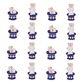 40 pcs 2 pendentifs en émail en alliage de zinc de style, or et de lumière, lapin