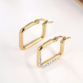 Elegant Square Hoop Earrings with Water Diamond for Women