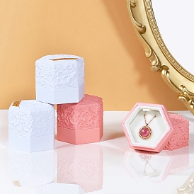 Embossed Hexagon Plastic Jewelry Boxes, with Sponge