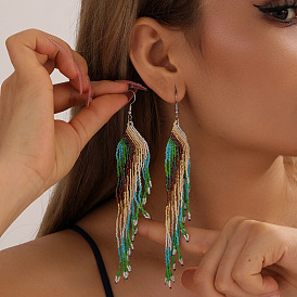 Богемский стеклянный бисер ручной работы с подвесками в виде крыльев и кисточек, золотые