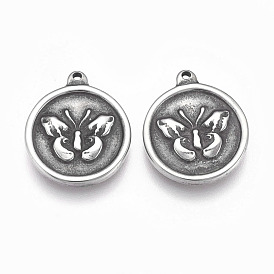 304 подвески из нержавеющей стали, плоские круглые с бабочкой