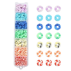 658Pcs 7 Colors Handmade Polymer Clay Beads, Disc/Flat Round, Heishi Beads
