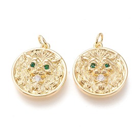 Латунные микро проложить кубического циркония подвески, с прыжковых колец, долговечный, плоско-круглые, прозрачные