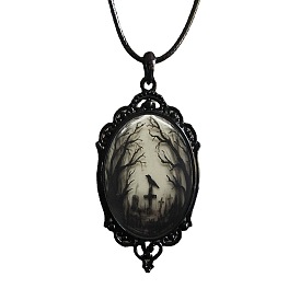 Halloween Alloy Pendant Necklaces, Crow