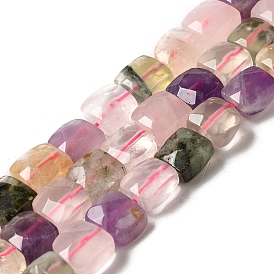Natural Mixed Stone Beads Strands, Faceted, Square
