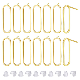 10шт. полые овальные стойки с покрытием из латуни для сережек-гвоздиков, с 50 пластиковыми ушными гайками