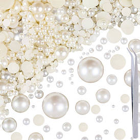 8 стили полукруглые кабошоны из АБС-пластика, имитирующие жемчуг, с 1ПК 304 пинцетом из нержавеющей стали с изогнутым локтем