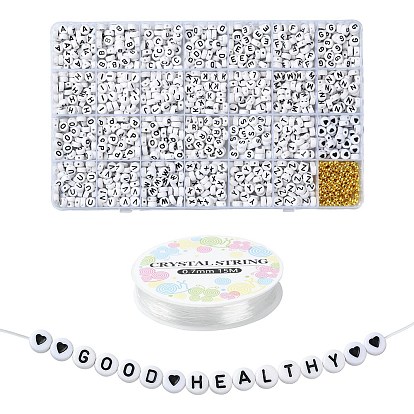 Набор для изготовления ожерелья из акрила и пластика с буквами и сердечками своими руками, эластичный браслет из бисера, комплект ювелирных изделий