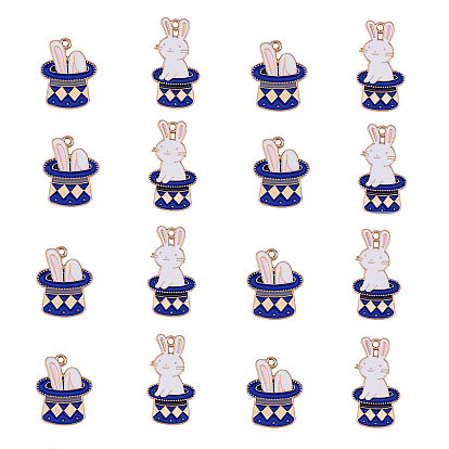 40 pcs 2 pendentifs en émail en alliage de zinc de style, or et de lumière, lapin