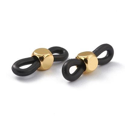 Eyeglass Holders, Glasses Rubber Loop Ends, with Cube Brass Beads