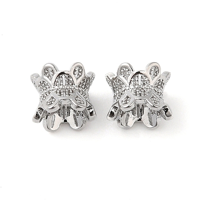Laiton perles d'entretoise, sans cadmium et sans nickel et sans plomb, fleur