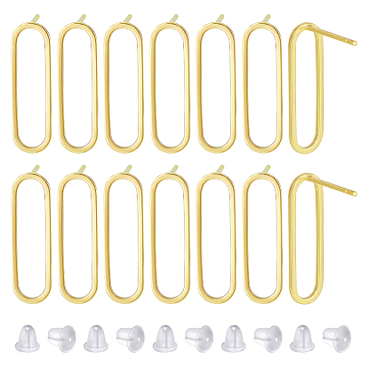 10шт. полые овальные стойки с покрытием из латуни для сережек-гвоздиков, с 50 пластиковыми ушными гайками