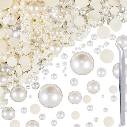 8 стили полукруглые кабошоны из АБС-пластика, имитирующие жемчуг, с 1ПК 304 пинцетом из нержавеющей стали с изогнутым локтем