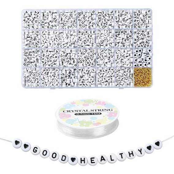 Набор для изготовления ожерелья из акрила и пластика с буквами и сердечками своими руками, эластичный браслет из бисера, комплект ювелирных изделий