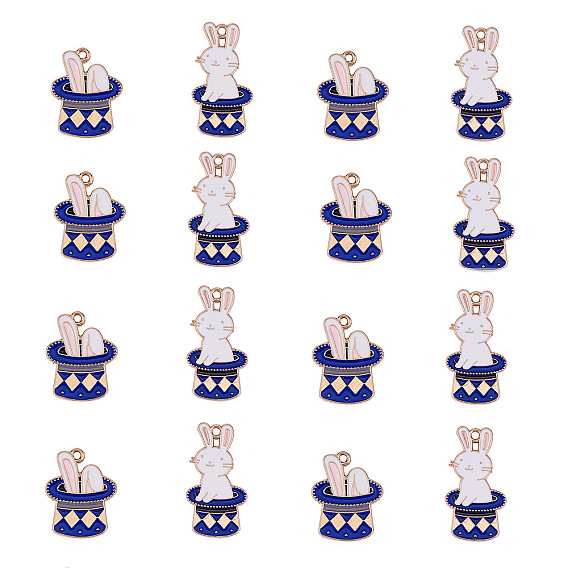 40Pcs 2 Style Zinc Alloy Enamel Pendants, Light Gold, Rabbit