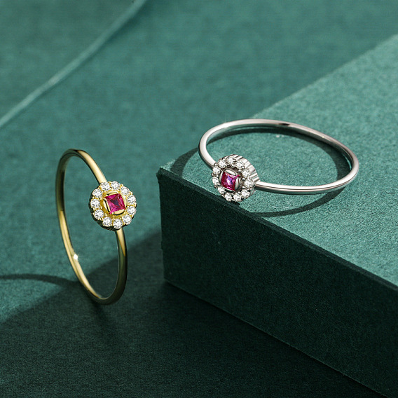 Кольца для пальцев из стерлингового серебра с микропаве из кубических цирконий с родиевым покрытием