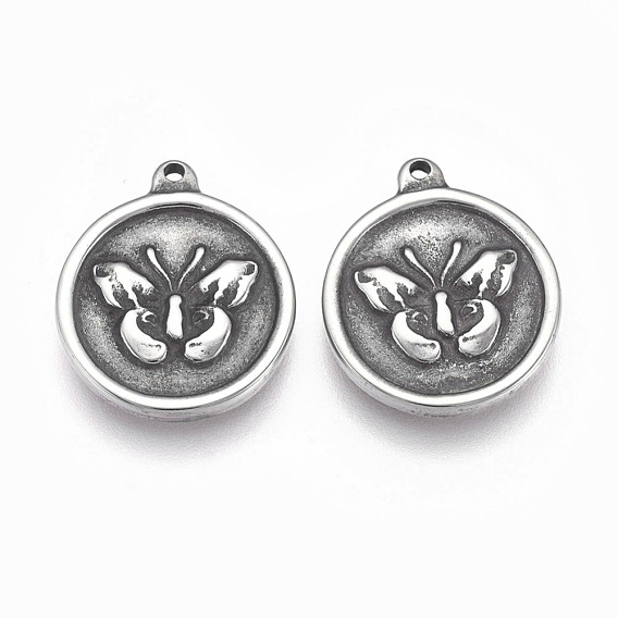 304 подвески из нержавеющей стали, плоские круглые с бабочкой