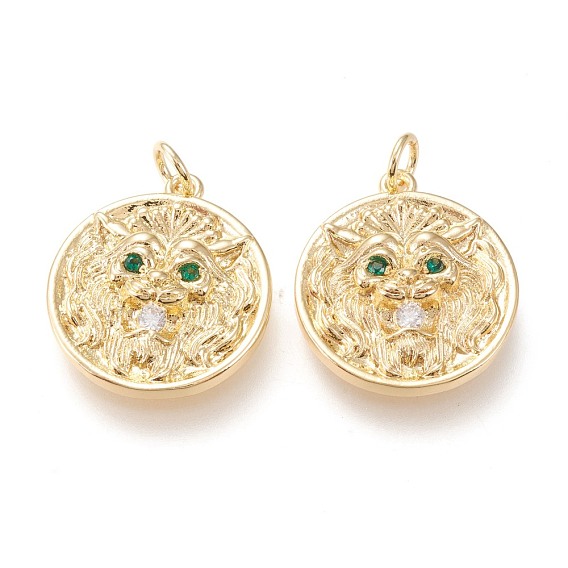 Латунные микро проложить кубического циркония подвески, с прыжковых колец, долговечный, плоско-круглые, прозрачные