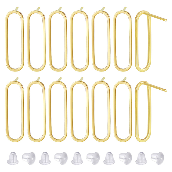 10шт. полые овальные стойки с покрытием из латуни для сережек-гвоздиков, с 50 пластиковыми ушными гайками
