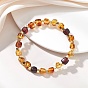 Эластичные браслеты из натурального янтаря и латунных бусин для женщин и мужчин, кубические