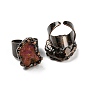 Irregular Oval Natural Ruby Open Cuff Rings, Red Copper Tin Finger Ring, Cadmium Free & Lead Free