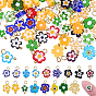 80Pcs Handmade Millefiori Glass Charms, Flower, with Brass Loop